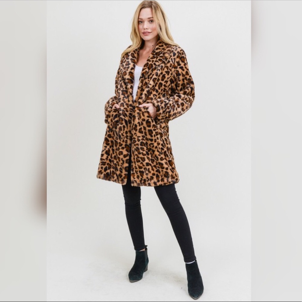 Great Gift! NEW COZY Leopard Animal Print Fancy Jacket Coat SMALL - Picture 5 of 13